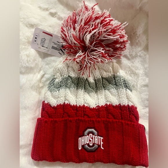 NWT Ohio State Buckeyes ‘47 Brand Ashfield Cuffed Knit Hat with Pom - Picture 3 of 4